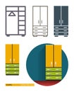 Vector icons of the closet wardrobe