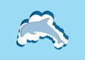 Vector icons cloud blue and white color on a blue background. Sky is a dense collection of illust