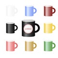 Vector icons of colour coated mugs for printing Royalty Free Stock Photo