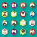 Vector of icons for different man and woman occupation icon collection set. professions icons set. flat design. Royalty Free Stock Photo