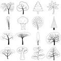 Vector icons of different trees