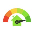 Vector icons of energy efficiency at home. Certificate of energy efficiency. Energy consumption estimation graph. Vector Royalty Free Stock Photo