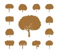 Vector icons. EPS outline Illustration. Trees in garden.