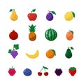 Vector Icons Fruits and Berries in Flat Style Set Royalty Free Stock Photo