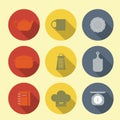 Vector icons with kitchen furniture.