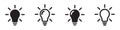 Vector icons of light bulbs on isolated black background. Lamp line icon set. Idea lamp icon collection. Flat style EPS 10 Royalty Free Stock Photo