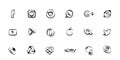 Vector icons like, phone, camera and bird for social media, websites, interfaces. Like the eps icon. Set of social