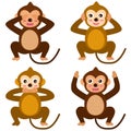 Vector Icons : Monkey - See Hear Speak No Evil