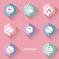 Vector of icons outline for home repair tools icon collection set Royalty Free Stock Photo
