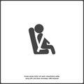 Vector icons passenger seated in the transport and use of the safety belt. Symbol motivation to use a seat belt on white isolated
