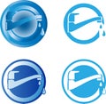 Vector icons of plumbing faucets in four versions