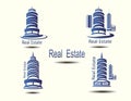 Vector icons for real estate construction.Vector icons of architecture, urban and suburban homes