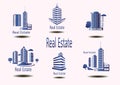 Vector icons for real estate construction.Vector icons of architecture, urban and suburban homes