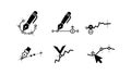 Vector icons representing pen tool path editing with anchor points and bezier curves for graphic design and illustration software Royalty Free Stock Photo