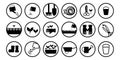 Vector icons in round frames depicting gardening tools, plants and grown greens. Illustration set of pictograms for vegetable Royalty Free Stock Photo