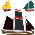 Vector Icons Of Sailing Ships