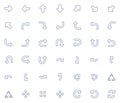 Vector Arrows icon set. Isolated arrow cursor collection. Simple modern pictogram shape - outline rounded style.