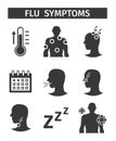 Vector icons set without description. Flu Symptoms, Influenza Royalty Free Stock Photo