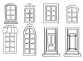 Vector icons set of different types of windows Royalty Free Stock Photo