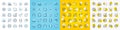 Vector icons set of Dollar exchange, Outsourcing and Face detect line icons. For web app. Vector