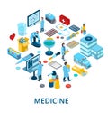 Vector icons set of medicine and healthcare objects Royalty Free Stock Photo