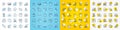 Vector icons set of Microscope, Restructuring and Cash transit line icons. For web app. Vector