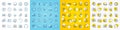 Vector icons set of Molybdenum mineral, Copyright and Fraud line icons. For web app. Vector