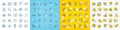 Vector icons set of New mail, Volunteer and Puzzle game line icons. For web app. Vector