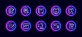 10 in 1 vector icons set related to official document theme. Lineart vector icons in neon glow style Royalty Free Stock Photo