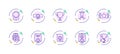 10 in 1 vector icons set related to winner award theme. Violet lineart vector icons