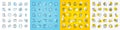 Vector icons set of Scroll down, Swipe up and Smile line icons. For web app. Vector