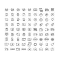 Vector icons set shopping, purchase, sale, discounts, delivery of goods and services on white background.