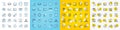 Vector icons set of Smile, Dishes and Computer fingerprint line icons. For web app. Vector