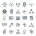 Vector Icons Set for Technology, Cloud Computing, and Data Management Royalty Free Stock Photo