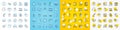 Vector icons set of Three fingers, Puzzle and Cursor line icons. For web app. Vector
