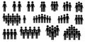 Vector icons of silhouettes of groups of people. Command symbol. Black team infographics. Stock image