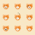 Vector Icons of Smiley Cat Faces Royalty Free Stock Photo