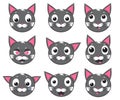 Vector icons of smiley cat faces Royalty Free Stock Photo