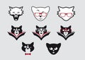 Vector icons of smiley cat faces Royalty Free Stock Photo