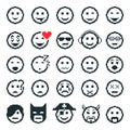 Vector icons of smiley faces. Pixel art.