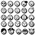 Vector icons of smiley faces. Pixel art.