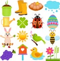 Vector Icons : Spring Season Theme Royalty Free Stock Photo