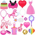 Vector Icons : Sweet Pink Princess Set for Diva Royalty Free Stock Photo