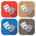 Theater icon. Masks. Badge in a flat design. Royalty Free Stock Photo