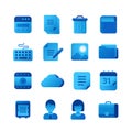 Vector icons Universal set. Browser Document Book Keyboard Folder Cloud Calendar Briefcase icon Royalty Free Stock Photo