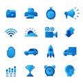 Vector icons Universal set. Camera Printer Wi fi Cloud Video Arrows Car Delivery Award Artificial Intelligence icon Royalty Free Stock Photo