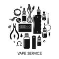 Vector icons of vape and accessories Royalty Free Stock Photo