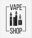 Vector icons of vape and accessories. Vector illustration