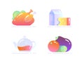 Vector icons of various food products