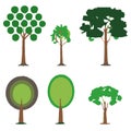 Vector Icons Of Various Types Of Trees Showing In Summer